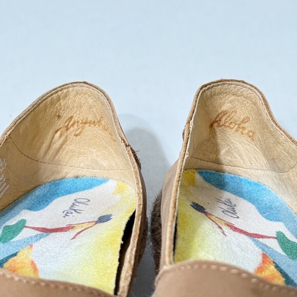 Olukai Kaula paa ili Flat Espadrille Loafer Shoe Brown Leather Slip On Women 6.5 - Picture 7 of 10